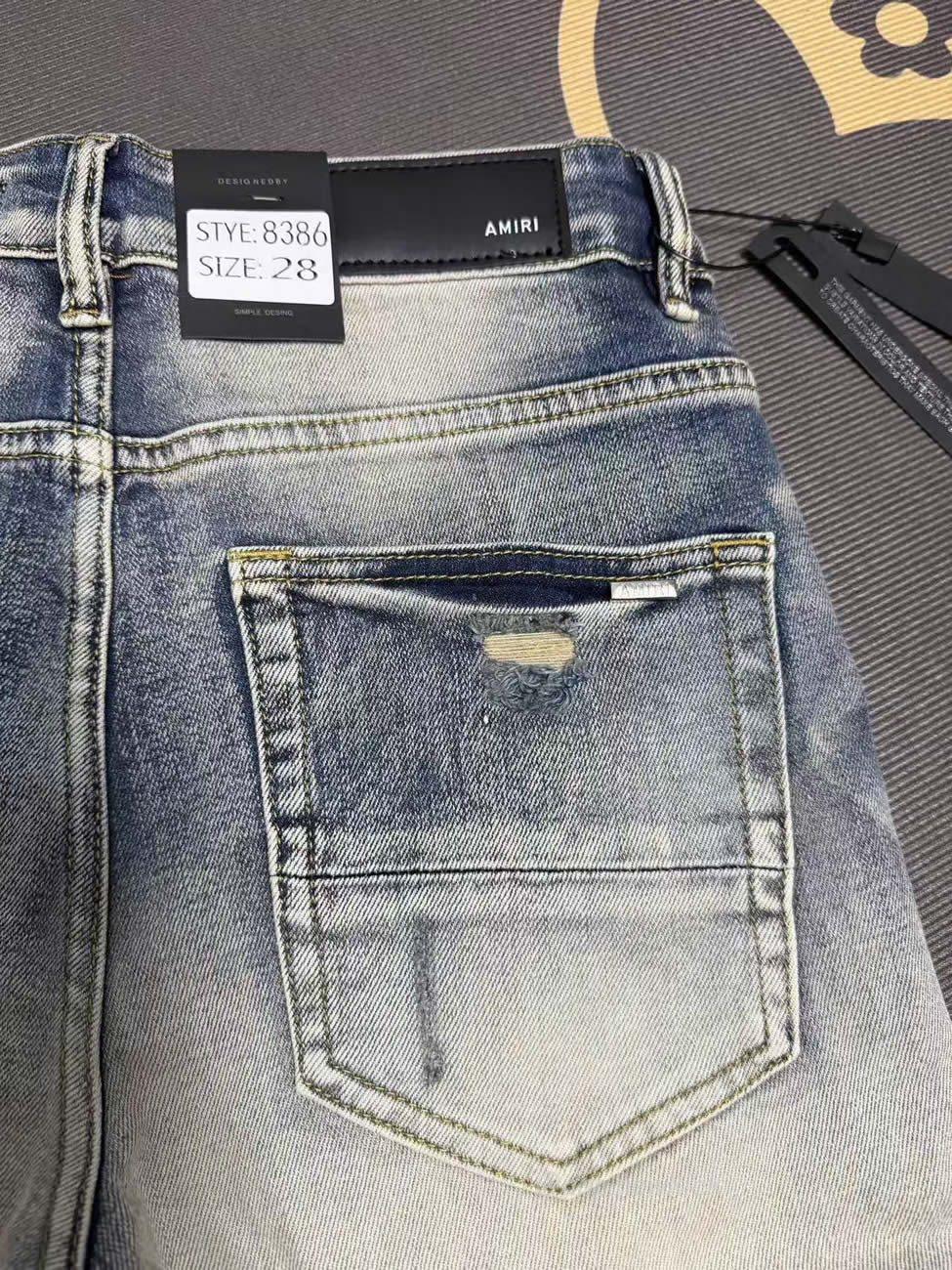 Amiri Jeans Men Letters Trousers Repair Low Rise Skinny (11) - www.newkick.vip